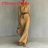 Elegante Polyester Blousejurk Met Ruches Details Voor Kantoor