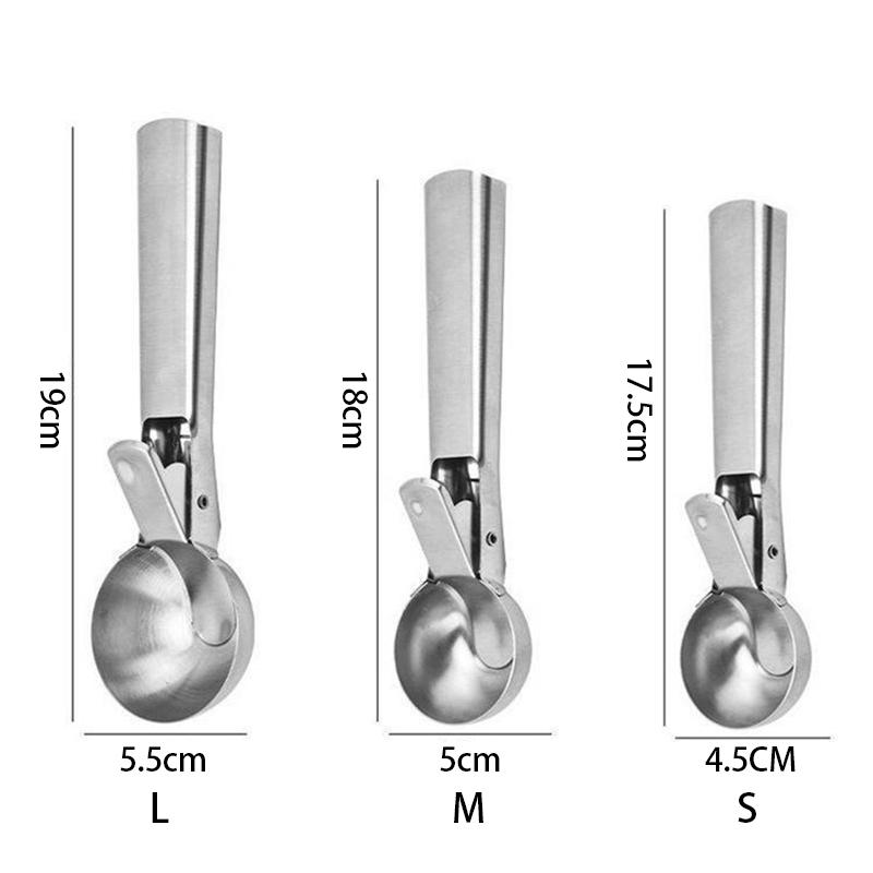 Multifunctional Ice Cream Spoons Stainless Steel Dual-Purpose Scoop Fruit Spoon for Ice Cream Watermelon Spoon Ball Scoop BJL001