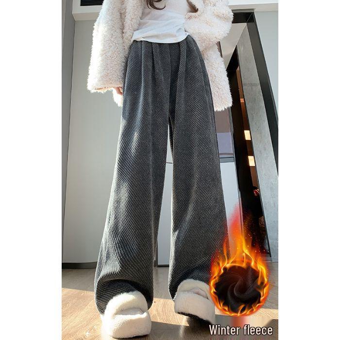 

Женские флисовые велюровые текстурированные брюки с широкими штанинами - Осень/Зима 2024 Ленивый стиль Длина в пол Повседневные Драпирующиеся. Medium