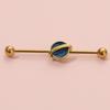 Stainless Steel Long Ear Bridge Piercing Jewelry With Small Gold Snake Bee Double Holes