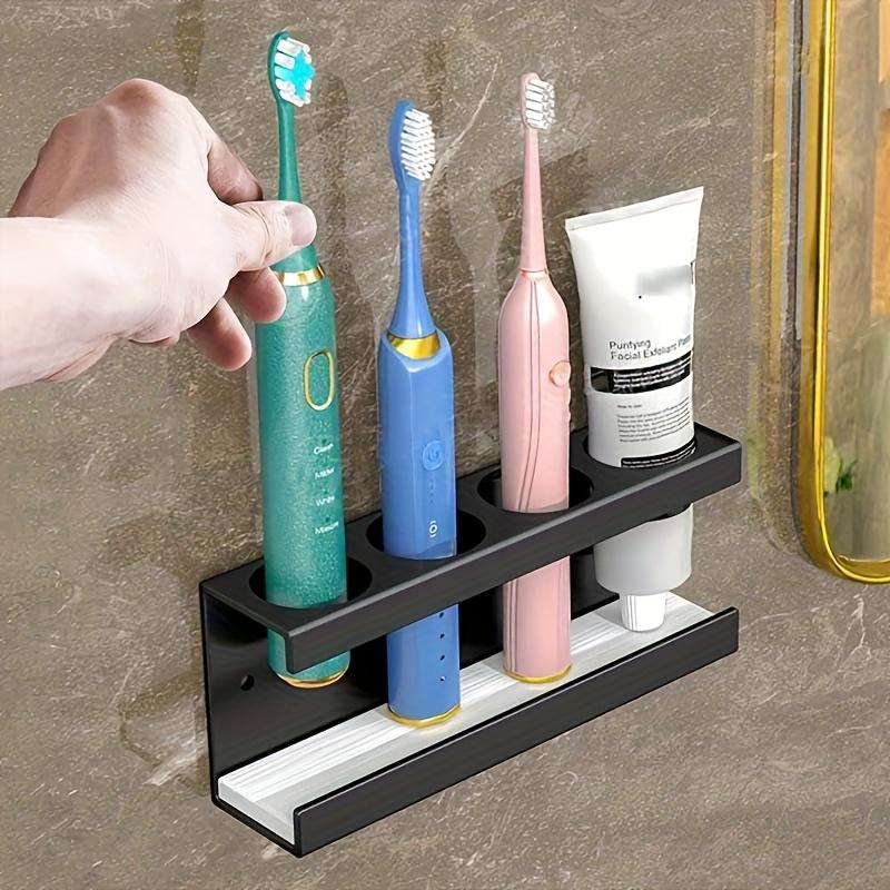 Toothbrush Holder Stand, Electric Toothbrush Organizer for Bathroom with Diatomite Base, 4-Slot Storage Box, Multi-Functional Brush & Paste Rack