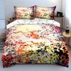 Set Biancheria da Letto Macchie d'Inchiostro 3 Pezzi, Base Bianca Stampa Pittura Grunge Multicolore Copripiumino 2 Federe Singolo Matrimoniale, Regalo
