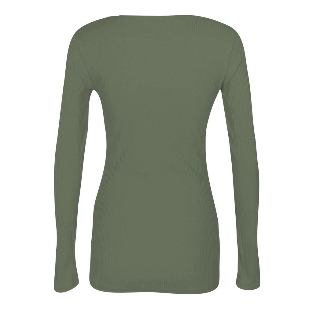 Women's Autumn And Winter Slim Bottom T-shirt Fashion Casual Solid Color Round Neck Pullover Long Sleeve Top