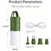 Ultra-Mini Air Mattress Pump with Camping Light & 4 Nozzles Mini Electric Air Pump with 2000mAh Battery for Vacuum Storage Bags