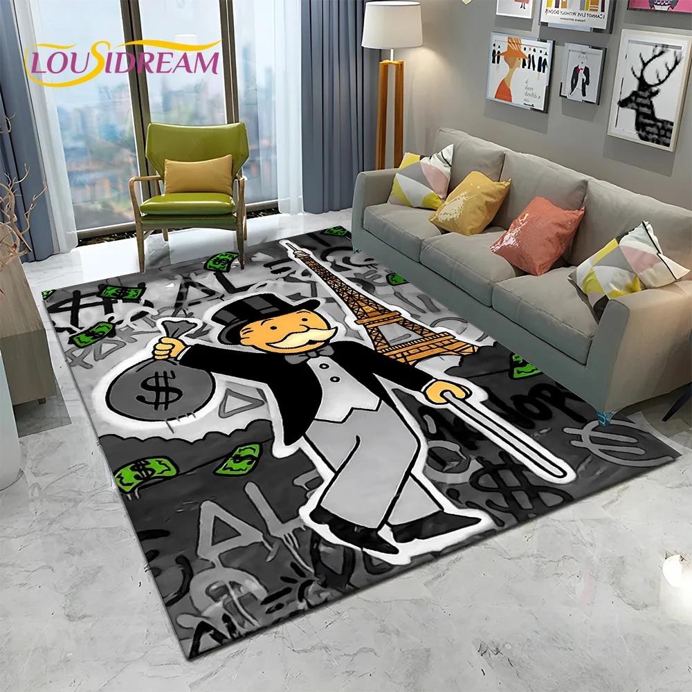 Retro Games Dollar Monopoly Cartoon Carpet Rug for Home Living Room Bedroom Sofa Doormat Decor,kids Area Rug Non-slip Floor Mat
