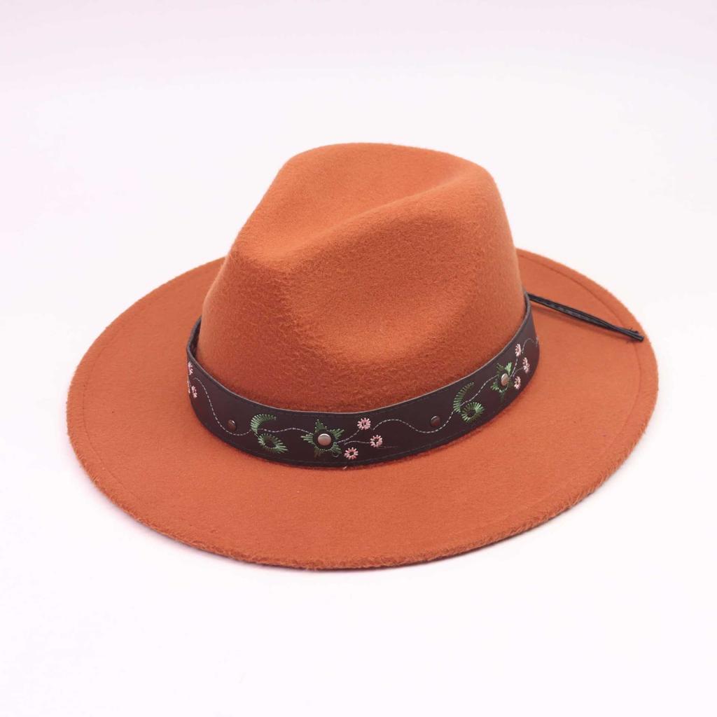 European and American Women's Retro Cowboy Top Hat, Jazz Hat, Autumn and Winter British Woolen Felt Hat, Men's Top Hat, Autumn and Winter Hat