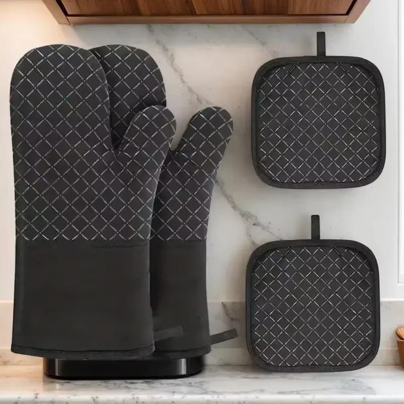 Microwave Cotton Baking Gloves Anti-Scalding Heat Resistant Oven Mitts Bakeware Non-Slip Insulation Gloves