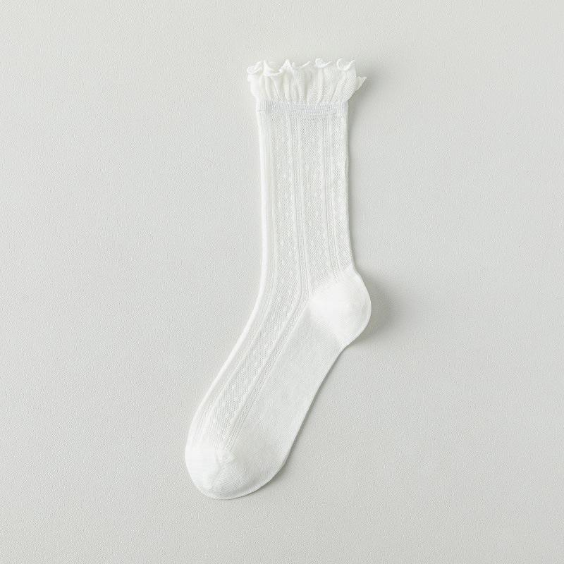 Women's Summer Thin Mesh Breathable Lace Cylinder Ballet Wind Loose Mouth Boneless Mooncake Stack Socks