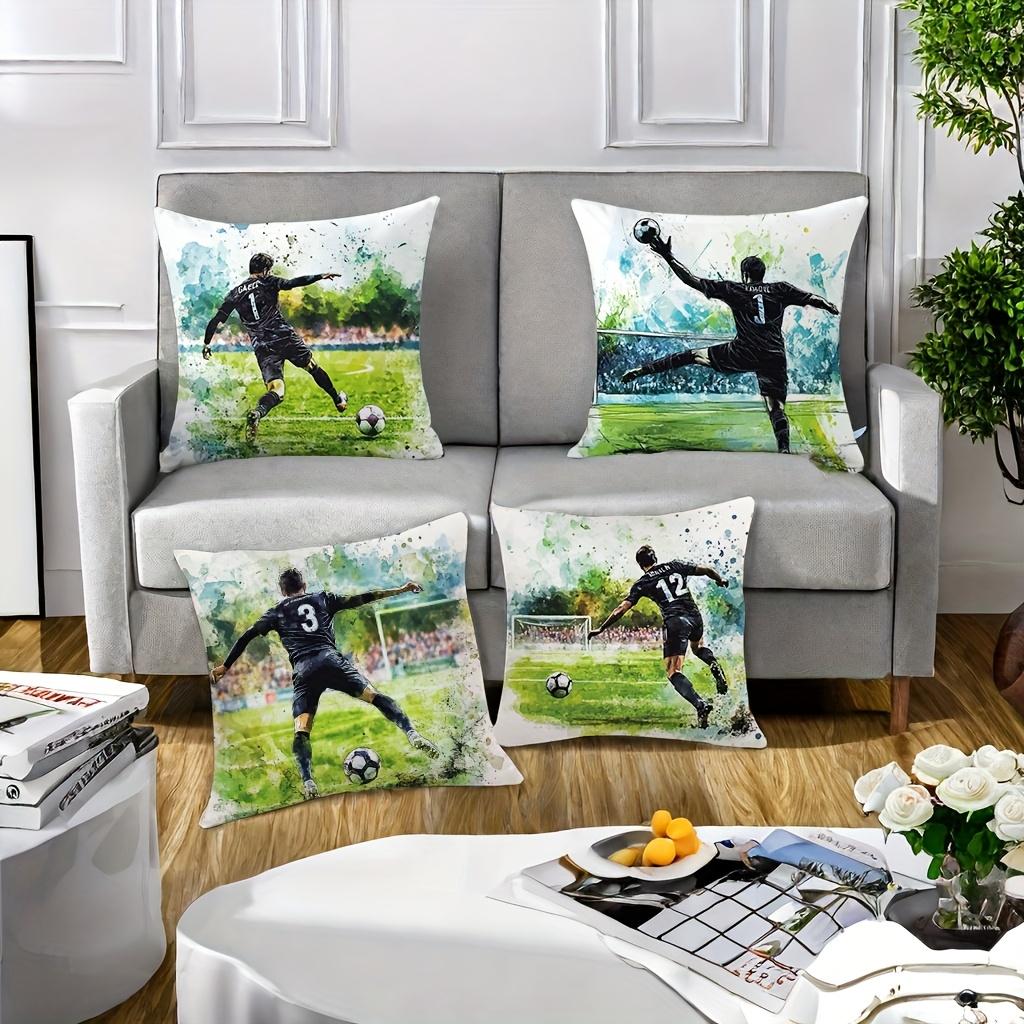 Athletes Football Patterns Digital Printing Pillow Cover Short Plush Suitable Living Rooms Bedrooms Sofas Throw Cushion Cover