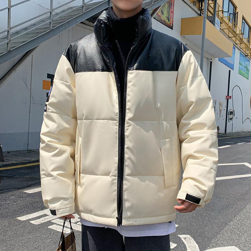 Winter-Daunenjacke aus Pu-Leder für Männer und Frauen, waschmaschinenfest, für Junior High School und High School, neuer, dicker Trendjacken-Trend für Studenten