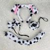 2/3/4Pcs/Set Dog Ears Hair Hoop Set Adults Kids Plush Cotton Filling Dog Nose Tail Bow Tie Cosplay Costume Christmas Halloween Party Gift