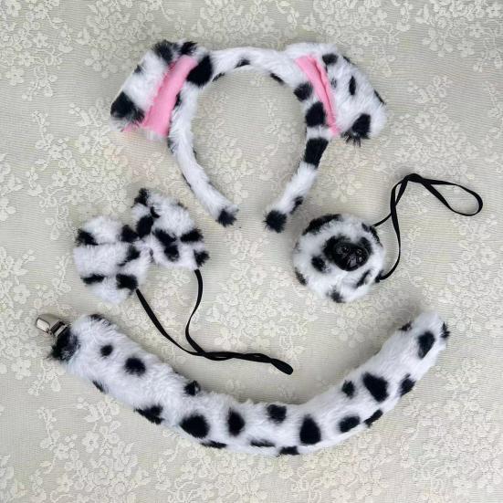 Lot de 2/3/4 cerceaux à cheveux pour oreilles de chien pour adultes et enfants, en peluche, rembourrage en coton, nez, queue, nœud papillon, costume de Cosplay, cadeau de fête d'Halloween de Noël