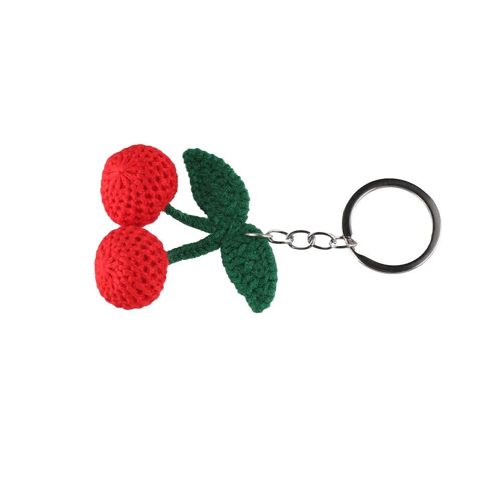 Sweet Cute Knitted Keyring Fruit Crochet Keyring Creative Cherry Keychain  DIY Jewelry