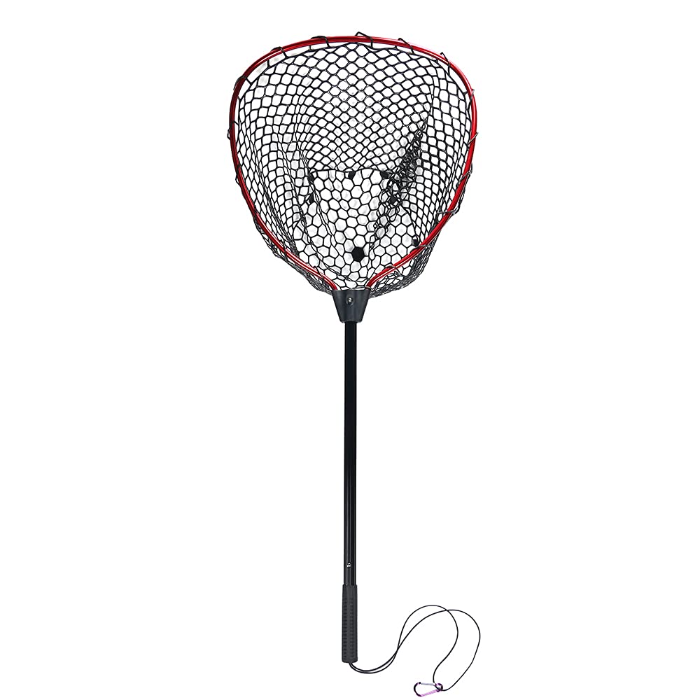 Foldable and Telescopic Rubber Landing Net for Fly Handheld Fishing Fishing Boat Fishing, Net,