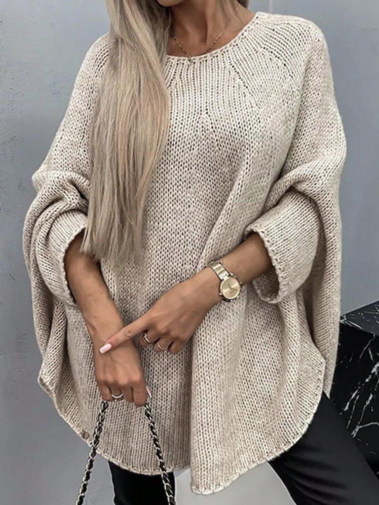 Amazon knitted shawl sweater autumn and winter new European and American cross-border sweater cape poncho fashion knitted sweater