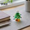 Exquisite Handcrafted Glass Figurine Christmas Tree with Rotating Ceramic Base, Handmade Glazed Colorful Bead Decor Holiday Ornament for Car Dashboard