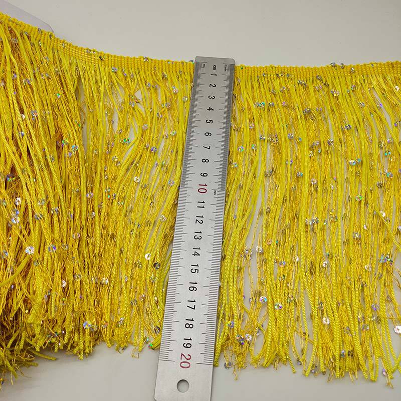 5 Meter Polyester Sequins Tassel Fringe 20cm Lace Trim Ribbon Sew Latin Dress Stage Garment Curtain Diy Accessorie