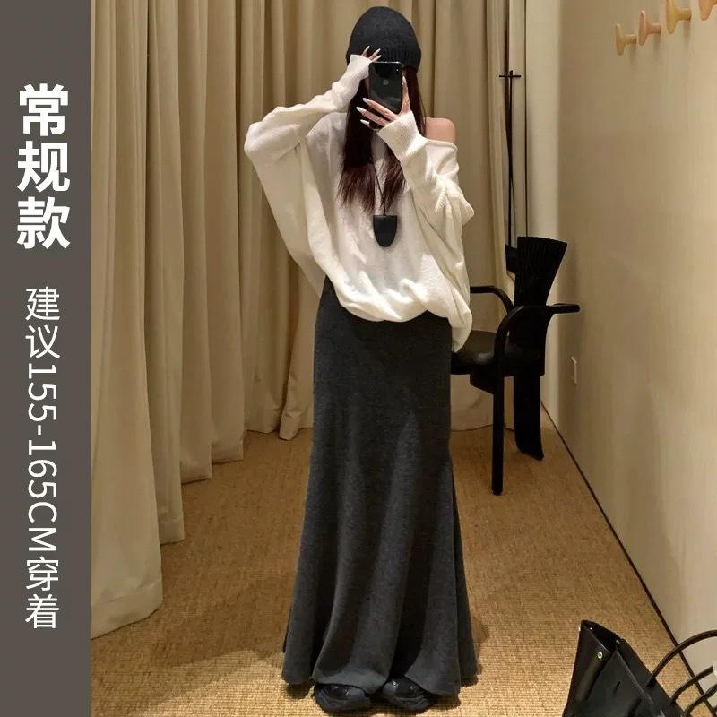 Женская осенне-зимняя юбка-карандаш А-силуэта с завышенной талией, черная трикотажная, облегающая, элегантная юбка-годе XL