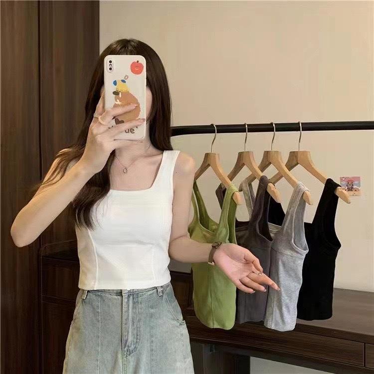 Korean-Style Sweet & Spicy Women's Camisole with Chest Pads – Slim Fit Sleeveless Top