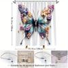 1Pc Butterfly Floral Shower Curtain - Elegant Nature Design With Vibrant Butterfly & Floral Pattern, Durable Polyester Fabric,