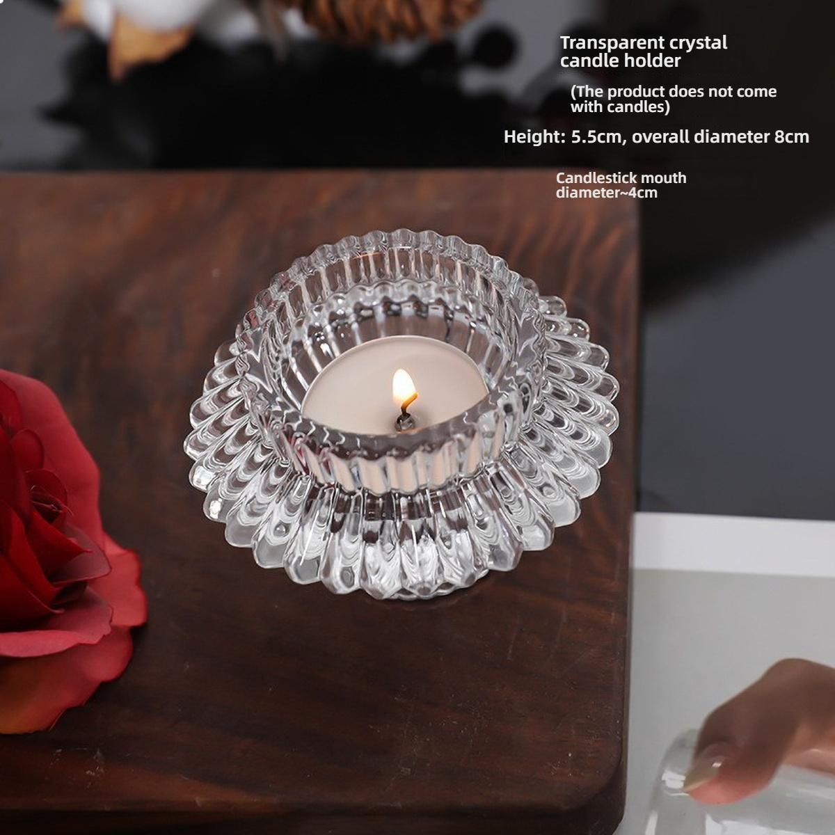 

Clear UFO Shaped Small Glass Candle Holder for Table Design, Transparent Flying Saucer Tealight Candlestick, Modern Home Decor