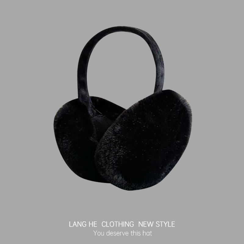 Pluszowe Ciepłe Nauszniki Damskie Słodkie Nauszniki Zimowa Ochrona Uszu Zimoodporne Zimowe Jednokolorowe Ocieplacze na Uszy Składane Jesienno-Zimowa Torba na Uszy Duże