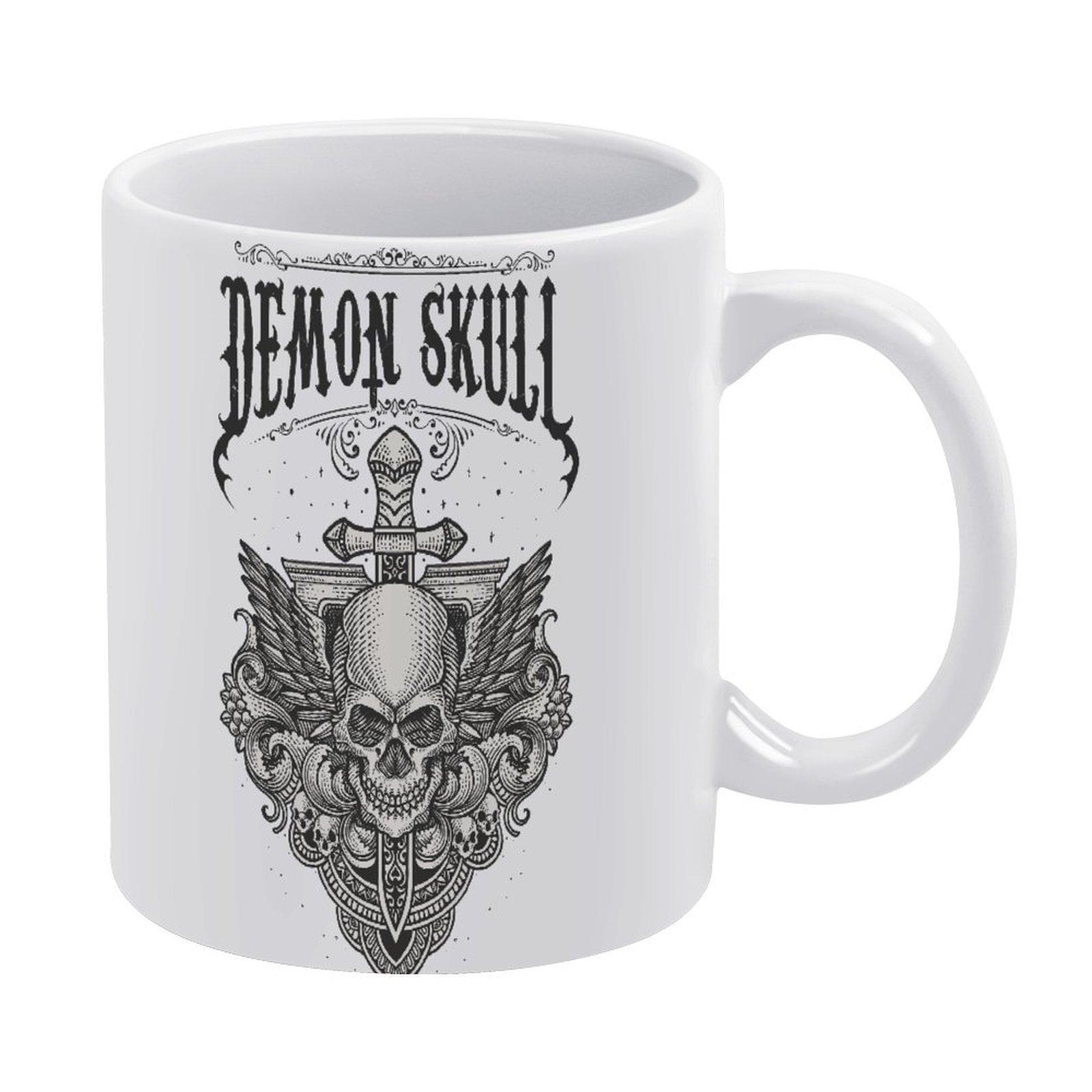 

11oz White Ceramic Coffee Mug with Double-Sided Print, Glossy Finish and Comfortable Grip for Home Kitchen and Office