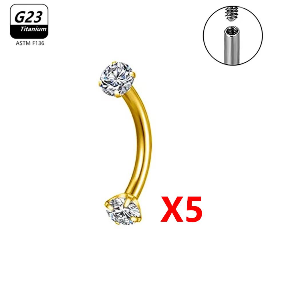 1/5/50 szt. Tytan G23 ASTM-F136 Piercingi Brwi kolczyk cyrkonia Gwint wewnętrzny Brwi Ciało Cyrkonia Hurt