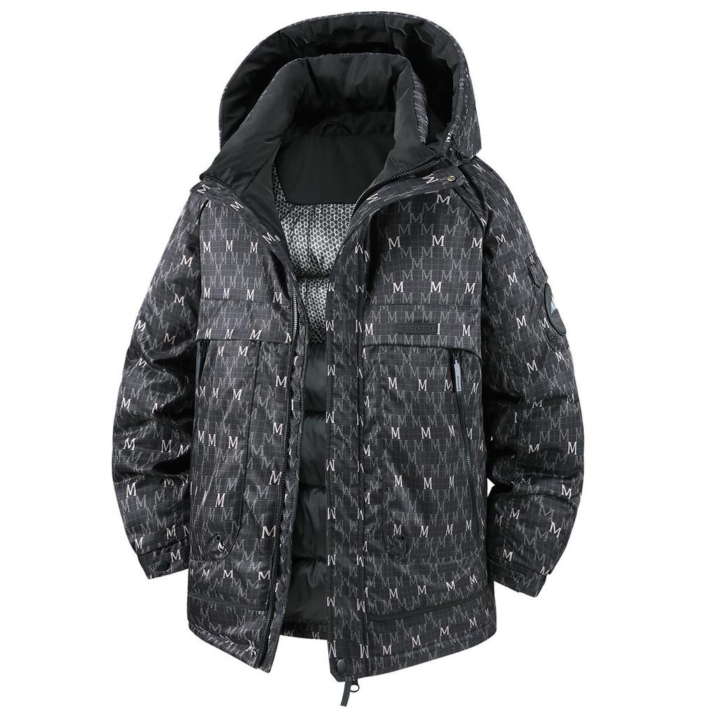 2025 Winter Mid-Length Plus Size Men's Cotton Padded Jacket - Trendy and Comfortable, Fits Up to 300 Jin