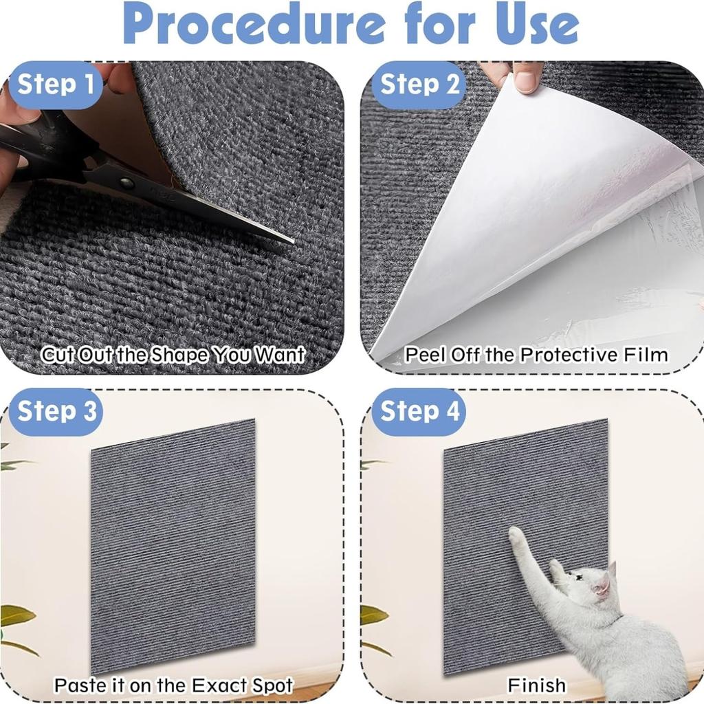 D5 Self-Adhesive Anti Cat Scratch Mat Trimmable Carpet Mat Pad Cat Pet Scratcher Furniture Couch Corner Home Sofa Wall Protector