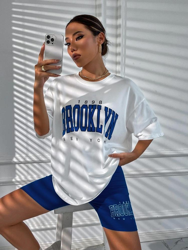 Women Loungewear Casual Pullover Suits Pajamas Loose T Shirts Tight Shorts Slim Fit Homewear