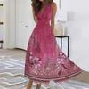 Women's Fashion Casual Loose V-Neck Sleeveless Printed Dresses
