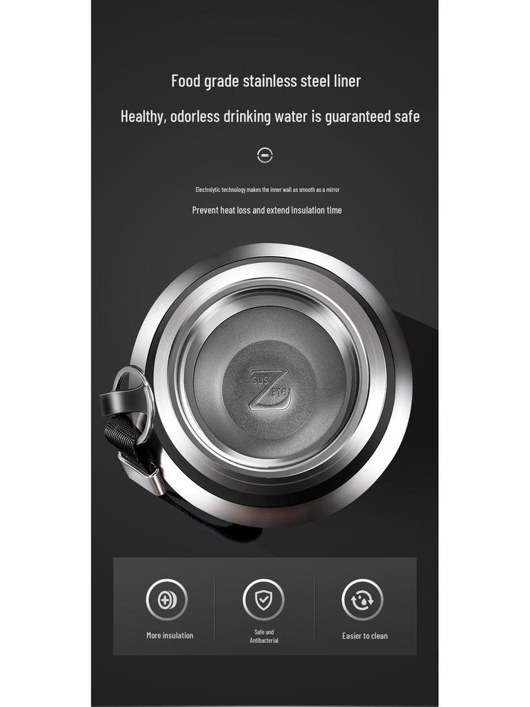 316 Stainless Steel Men's Large Capacity Insulated Outdoor Travel Mug with Tea & Water Separation, Custom Logo