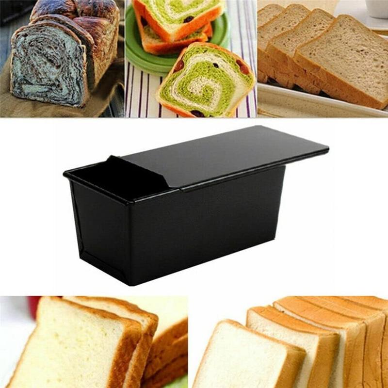 Loaf Pan Flat Toast Box Non- Stick Bread Toast Mold With Cover Lid Stainless Steel Bakeware For Kitchen Baking, 450G Durable