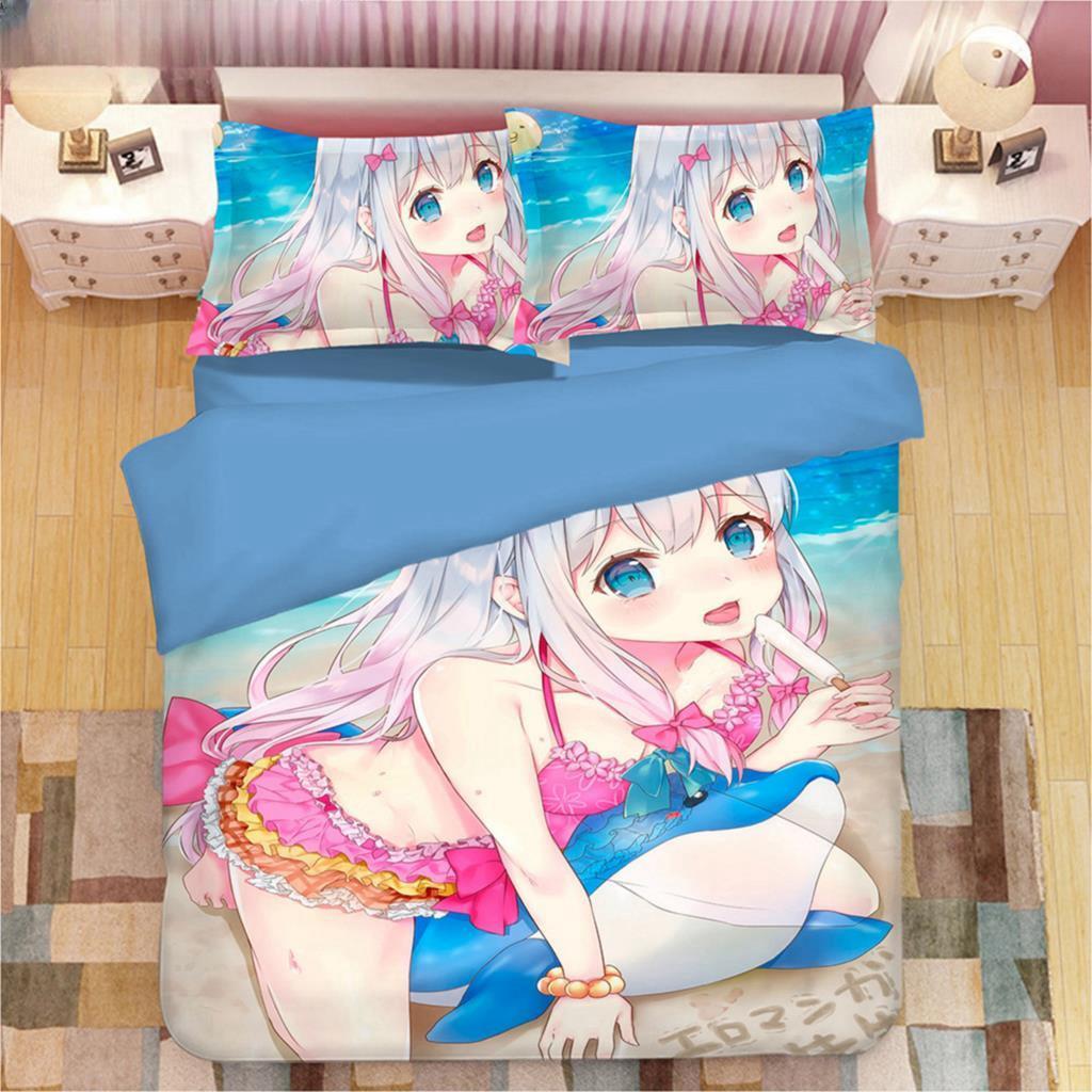 Kawaii Izumi Sagiri 3D Anime Print Bedding Set Duvet Covers Pillowcases One Piece Comforter Bedding Sets Bedclothes Duvet Cover