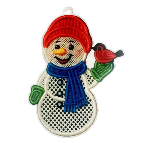 Yousheng Christmas Ornaments 2D Acrylic Snowman Santa Claus Hanging Ornament with Stitching Texture for Winter Holiday Tree Decor