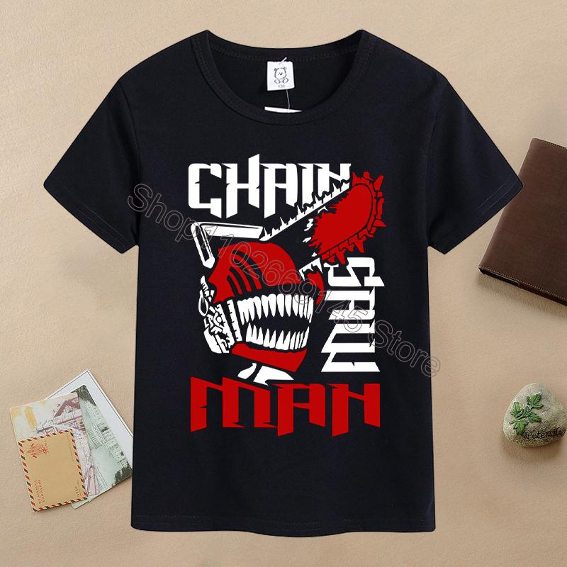 New Chainsaw Man Children T-shirts Anime Character Printed T-shirt Kids Casuals Sports Short Sleeves Tops Baby Boys Clothing