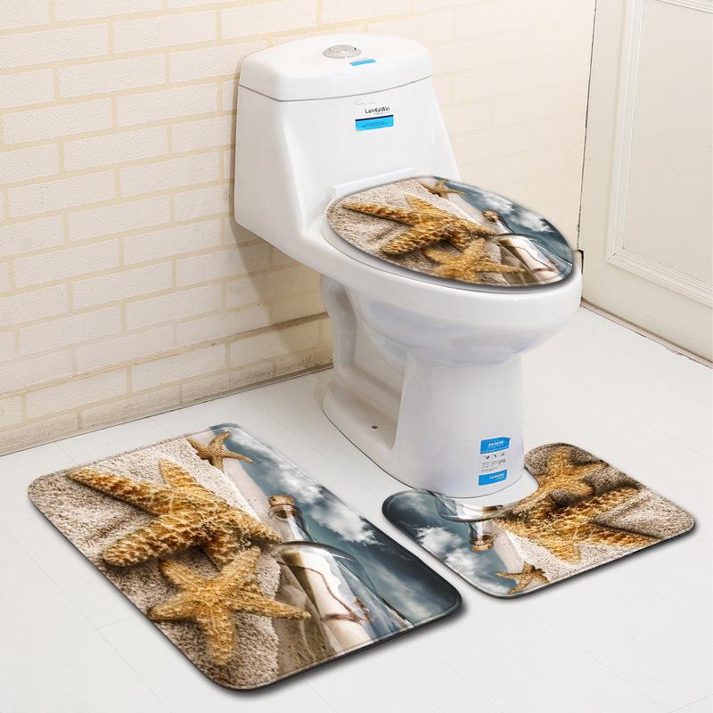 

Beach Bathroom Three-Piece Floor Mat Doormat Bathroom Carpet 45cmx75cm