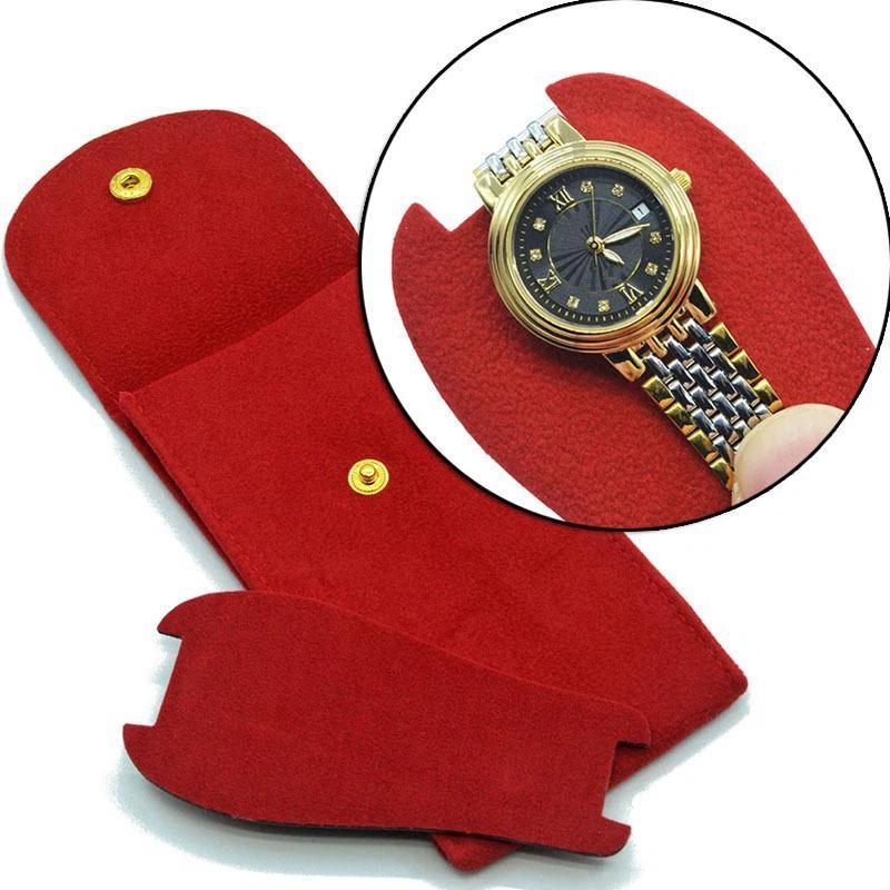 Velvet Watch Protective Pouch Soft Scratch Proof Lining Snap Closure for Travel Outdoor Daily Use
