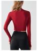 Women's Long Sleeve Yoga Top with Fixed Cups - Autumn/Winter Pilates Fitness Wearing Apparel