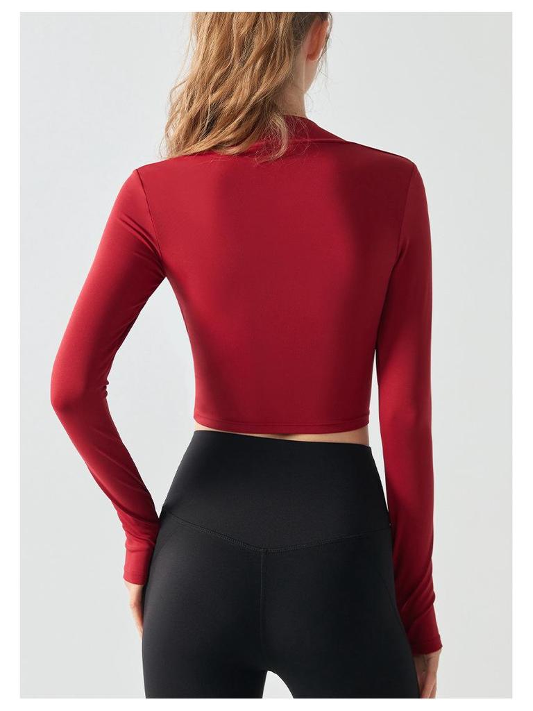 Women's Long Sleeve Yoga Top with Fixed Cups - Autumn/Winter Pilates Fitness Wearing Apparel