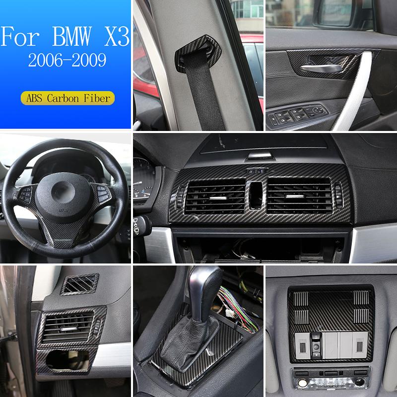 For BMW X3 E83 2006-2010 ABS Carbon Fiber Interior Kit Dashboard Console Gear Shift Panel Decoration Cover Trim Stickers