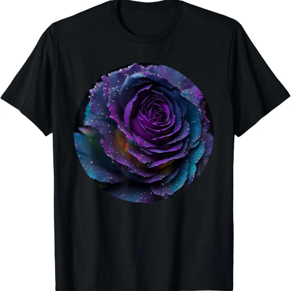 

Black Purple Rose Flower Floral T-Shirt XXXL чёрный