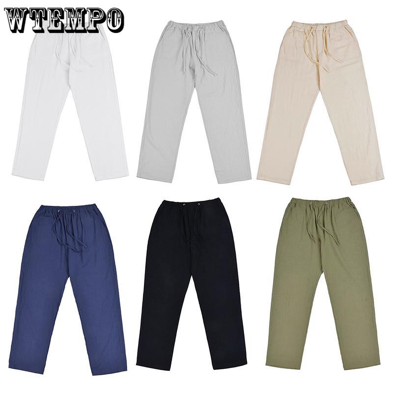Men's Autumn Streetwear Elastic Waists Trousers Loose Pants Straight Party Pants Linen Plus Size
