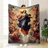 Virgin Mary Angels Clouds Blanket  Printed Blanket for Living Room Bed Couch Lunch Break Soft Cozy Blanket for Friend's Festival Gift