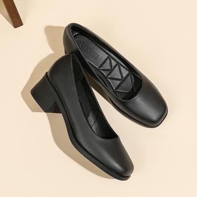 Work Shoes, Women's Black Leather Shoes, Work Interviews, Standing for a Long Time, Not Tired, Flat Soles, Non-slip Soft Soles, Professional Low-hee