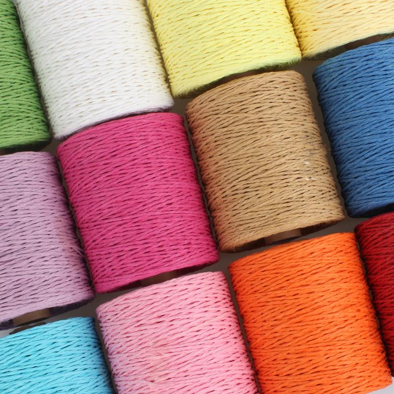 2 Roll Natural Raffia Straw Yarn Colorful Threads For Summer Hand Knit Crochet Hat HandBag Cushion Baskets Hand Craft Material