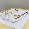 Rectangle Sunglasses for Men Women Rimless Square Shade Eyewear Frameless Vintage Square Glasses