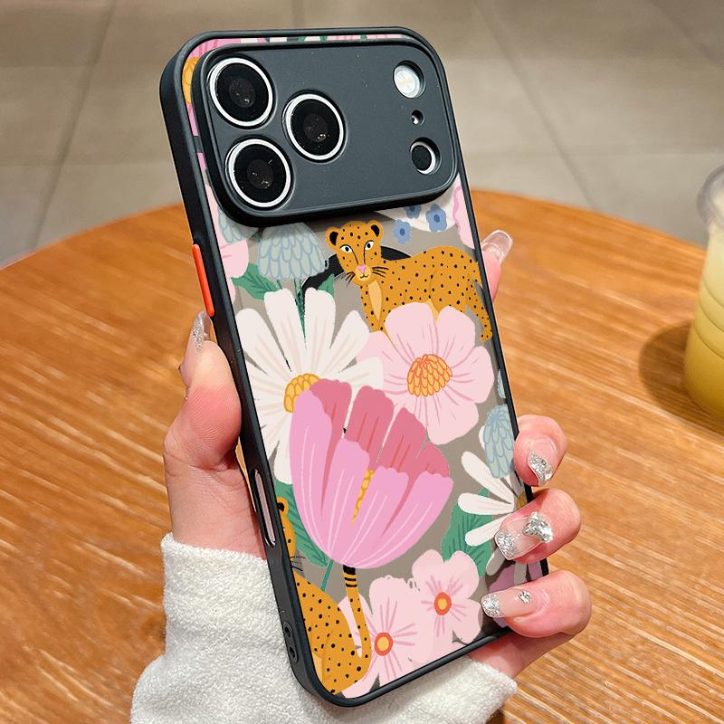 Retro Flower Print Case For iPhone 17 18 Pro Max Hybrid TPU+PC Magnetic Phone Cover For iPhone 16 15 14 13 Pro Max 17E