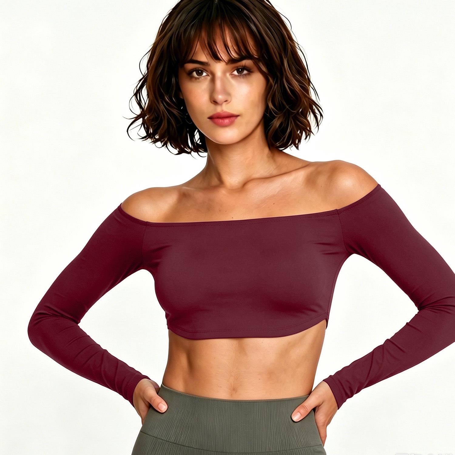 Cross-Border Summer Quick-Dry Yoga & Pilates Long-Sleeve Fitness Top Extra Large